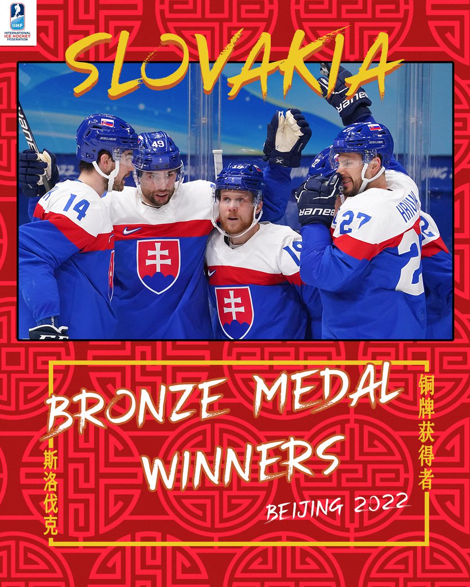 🥉🇸🇰Started from the bottom now THEY'RE BRONZE MEDAL WINNERS! First medal ever in #Olympic #icehockey. Congrats #Slovakia!

<a href="/HockeySlovakia/">Hockey Slovakia</a> #hockey #Beijing2022 #Olympics #Slovakia #Slovensko #hokej <a href="/olympijskytim/">Slovenský olympijský tím</a>