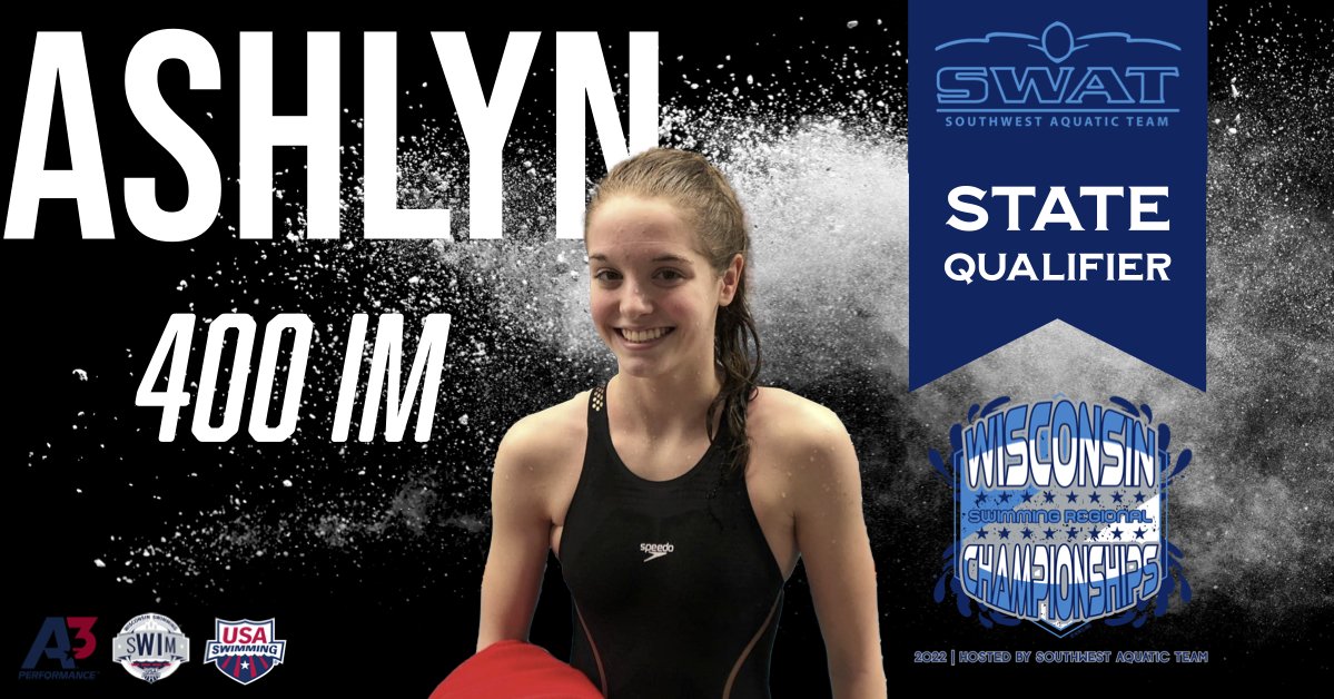 swimswat_WI's tweet photo. 🎉 YES!!! Congratulations to Ashlyn for earning her STATE CUT at Regionals on Friday evening! Go Ashlyn! ⚡️⚡️⚡️⚡️ #goswatwi #wisconsinswimming #regionals #usaswimming #centralzoneswimming #statecut https://t.co/WBJ1JvA6qx