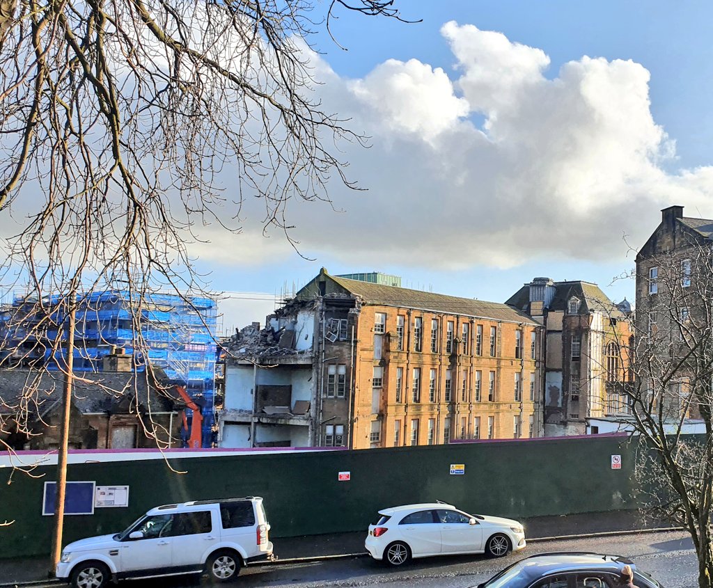 This morning, <a href="/WeAreSanctuary/">Sanctuary</a> brutally tore down these beautiful 133 year-old sandstone cupolas on James Sellars' original 1888 ward pavilion at the Victoria Infirmary. A flagrant and unnecessary act of architectural vandalism. As if they haven't debased their reputation enough.