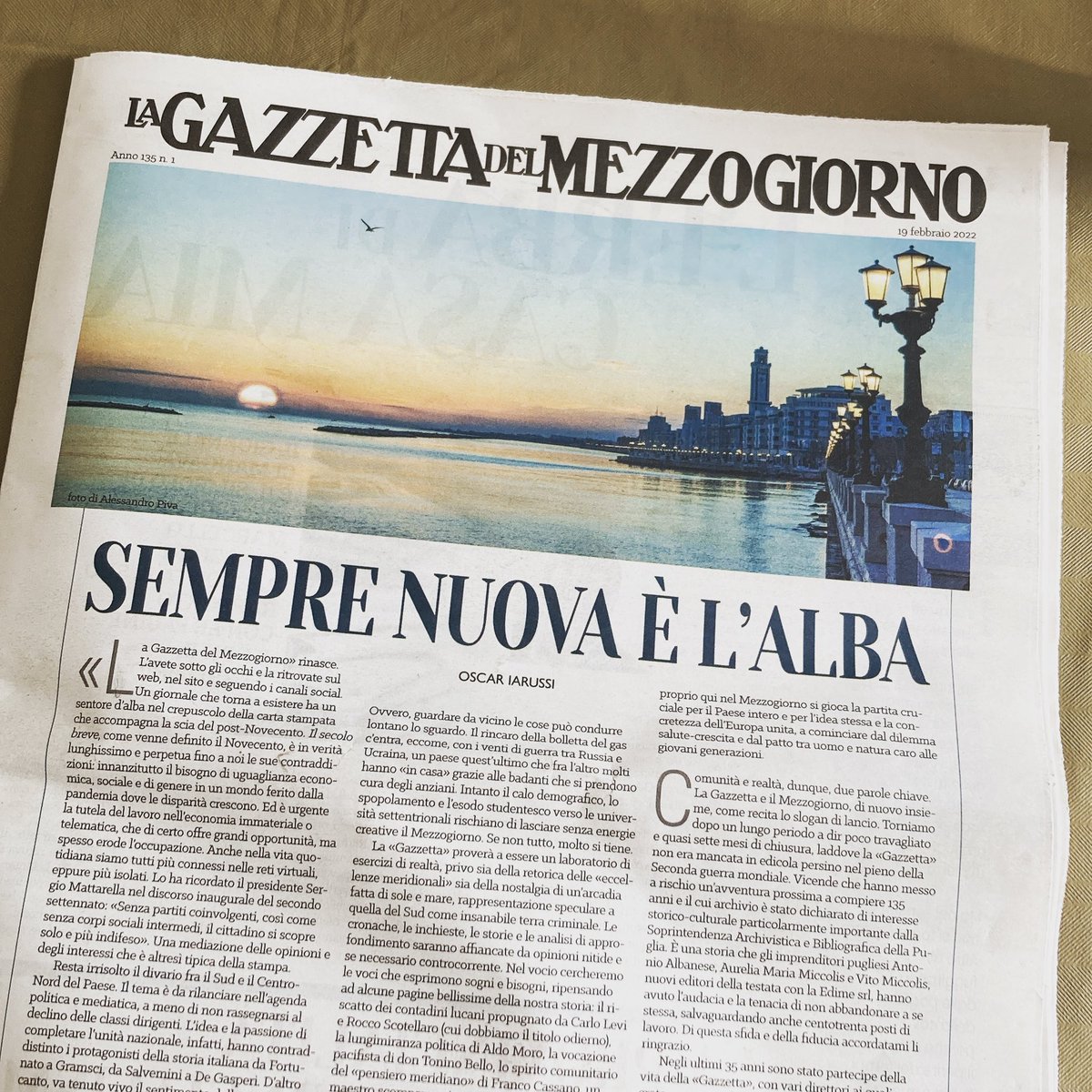 Bentornata <a href="/LaGazzettaWeb/">La Gazzetta del Mezzogiorno</a>… è stata una splendida emozione rivederti in edicola…#LaGazzettaDelMezzogiorno #rinascita #giornalismo #Puglia #Cultura