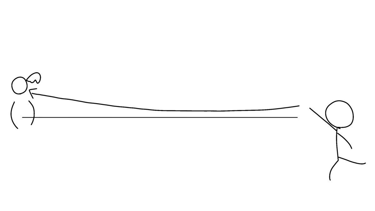 フェザー系のボール、まっすぐ飛ぶとか言いながらこういう軌道を描いている 
