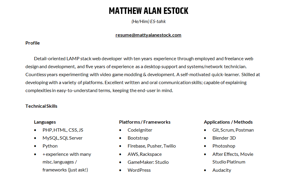 mattyalanestock's tweet photo. I'm looking for a job! Web dev by day, indie game dev at night. If you have software or creative work leads interested in my unique skill set, let me know! Retweets appreciated, resume available by request 😎 https://t.co/Zv3LkyQB4K