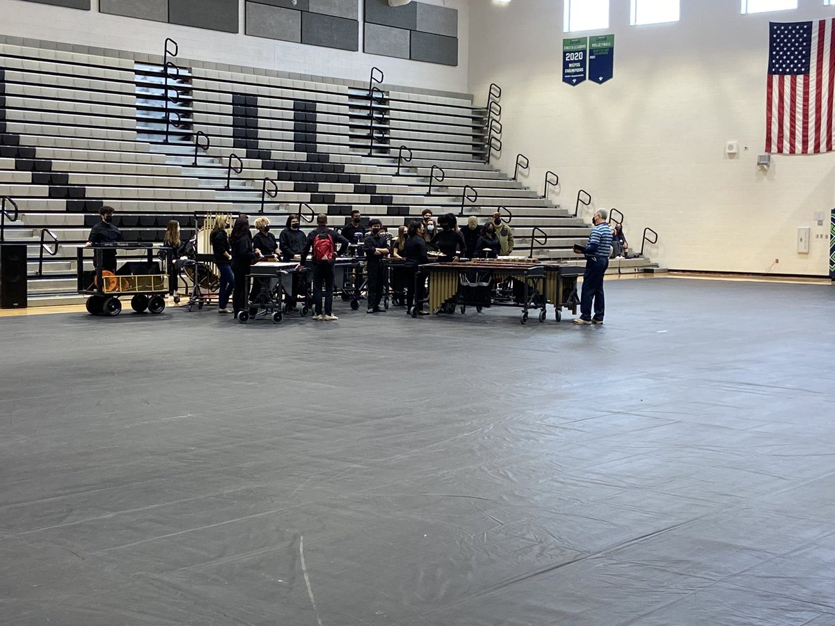 GreenLevelBand's tweet photo. It’s a beautiful day at Green Level HS! Our first group is setting up to perform! 🥁 https://t.co/Hd8ezms0ss