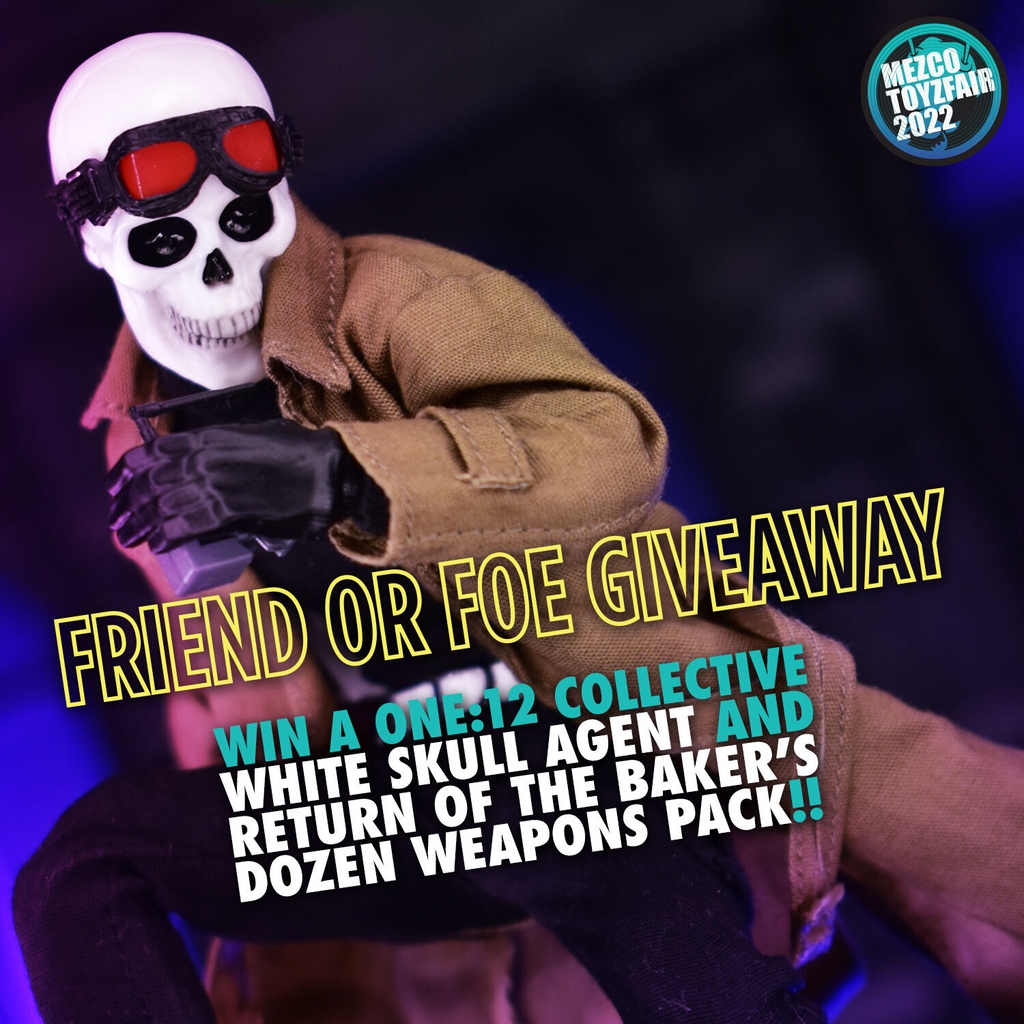 mezcotoyz's tweet image. Enter here: mezcotoyz.com/friendorfoe

4 randomly chosen winners will receive a One:12 Collective White Skull Agent and a Return of the Baker's Dozen weapons pack! 💀 #MezcoToyzFair