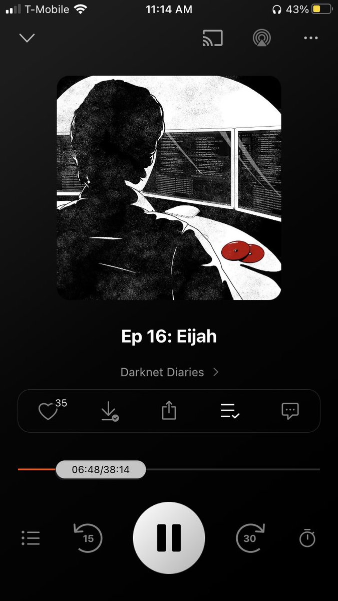 LeahEDH's tweet photo. I started listening to @DarknetDiaries a few days ago. Bingeing from episode 1. I know NOTHING about tech but I am very much into this podcast. Really cool take on true crime. https://t.co/3qKL8qbf8L