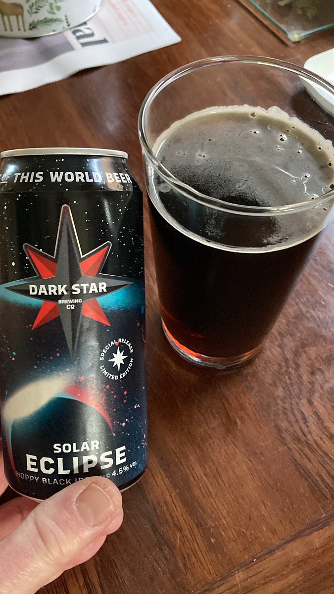RichPitts's tweet photo. So @Darkstarbrewco I’m in going with solar eclipse for making my Saturday start well 🍻cheers - lovely 🥰🏴‍☠️ #keepbrewing👍 https://t.co/gIeZgLVh0K
