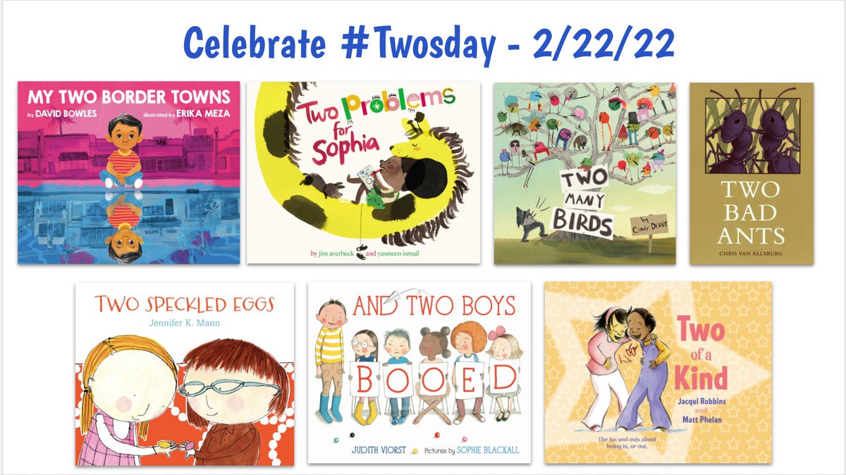 Are you celebrating #Twosday with your students? Here are a few "two" books to read aloud. Are there any others to add to this collection? 📚 💛✌️<a href="/DavidOBowles/">David Bowles (has left this place)</a> <a href="/KokilaBooks/">Kokila</a> <a href="/jimaverbeck/">Jim Averbeck</a> @YasmeenMay <a href="/CindyDerby/">Cindy Derby</a> @Jennifer_K_Mann <a href="/SophieBlackall/">Sophie Blackall</a> <a href="/MattPhelanDraws/">Matt Phelan</a>