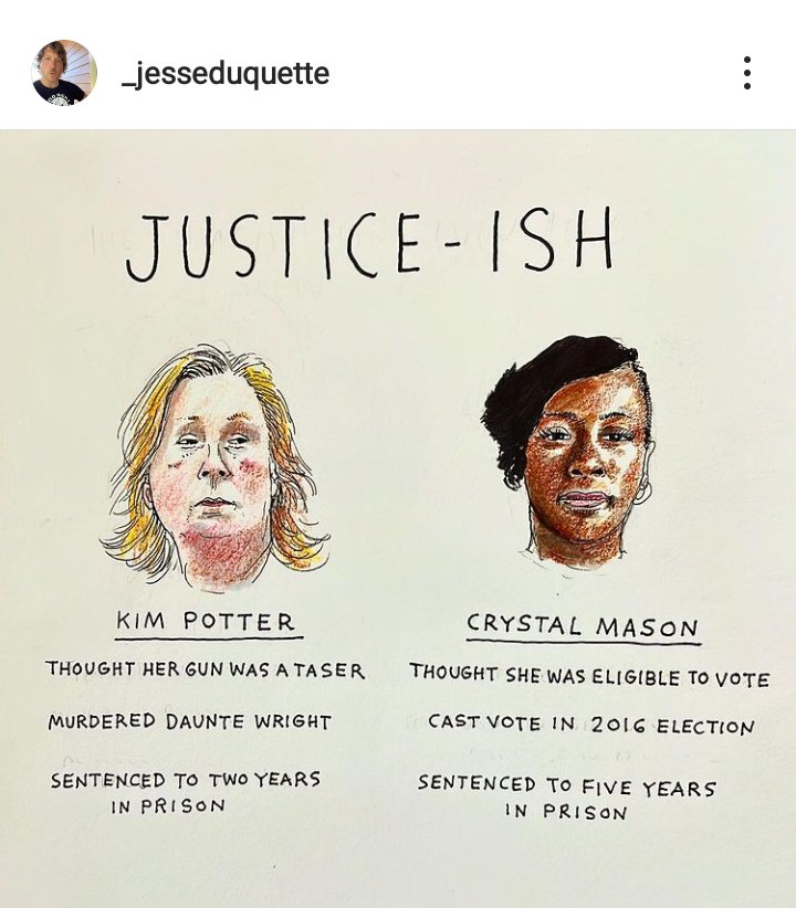 This 👇 is NOT Justice.

#DaunteWright #DanteWright #KimPotter #KimPotterSentencing #CrystalMason #OurJusticeSystemIsBroken