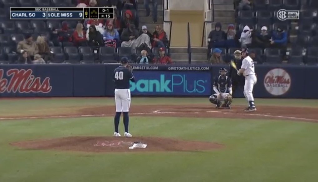 Saints alum @jack_gilmore1 dealing last night for Charleston Southern against #5 Ole Miss. No hits, no walks, 1K in IP. Going to be a great year for Jack!