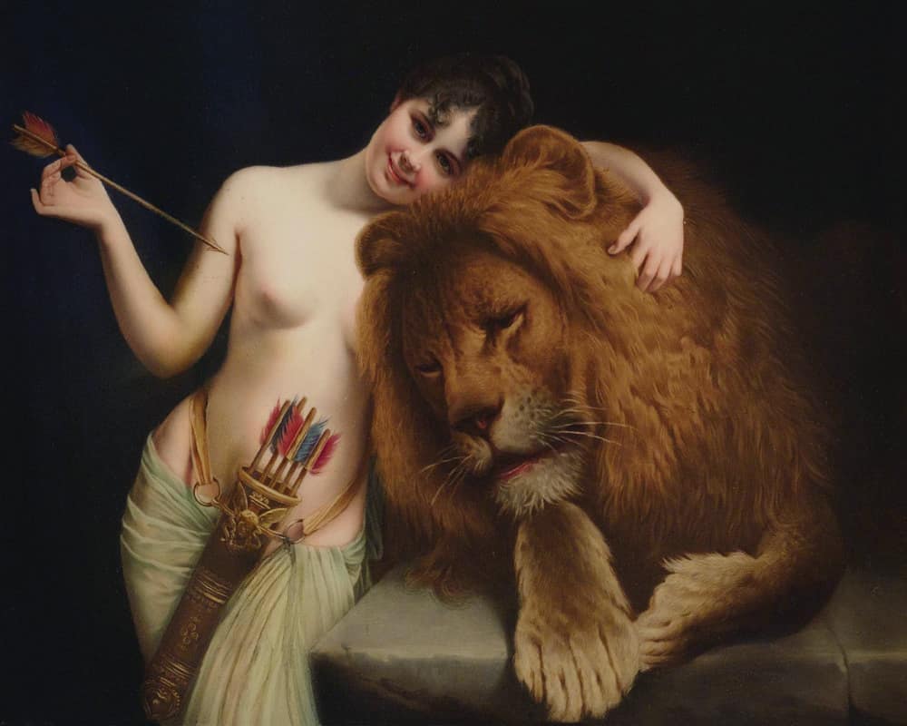 archaeologyart's tweet photo. Angelo Graf Von Courten (German/Italian, 1848-1925) "The Goddess Diana with a Lion" . https://t.co/SJhJOZTcXf