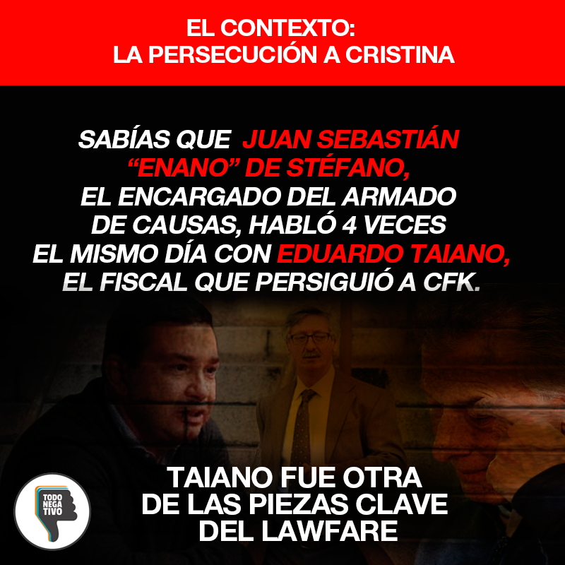TodoNegativo's tweet image. ⚠️⚠️⚠️El director de la #AFI macrista, Juan Sebastián “Enano” #DeStéfano, también registra llamadas con el fiscal Taiano. Las fechas son clave: coinciden con uno de los principales ejes de la persecución judicial desplegada por el gobierno de Macri.
+ 👉  bit.ly/3BxwTeR