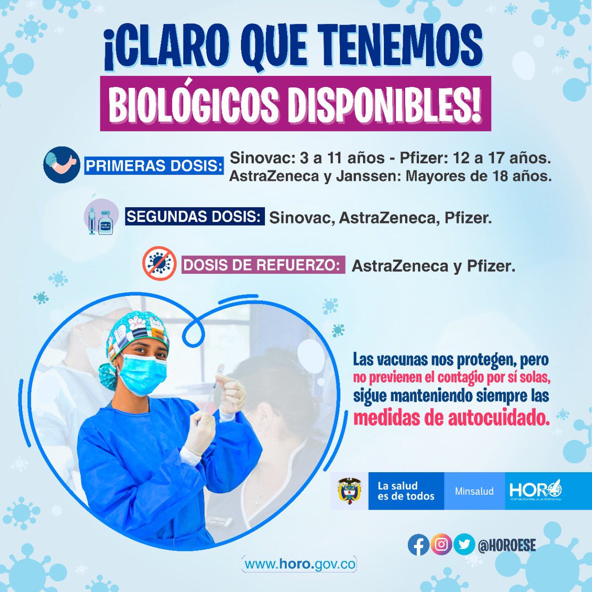 *#VacunaciónParaTodos*💉🏥 

*Acércate a nuestro punto de vacunación del HORO para que inicies o termines con tu esquema*. 

Recuerda que, para cumplir con tu inmunidad,  debes estaral día con las dosis respectivas. 💉✌💙 

facebook.com/51636606184985…