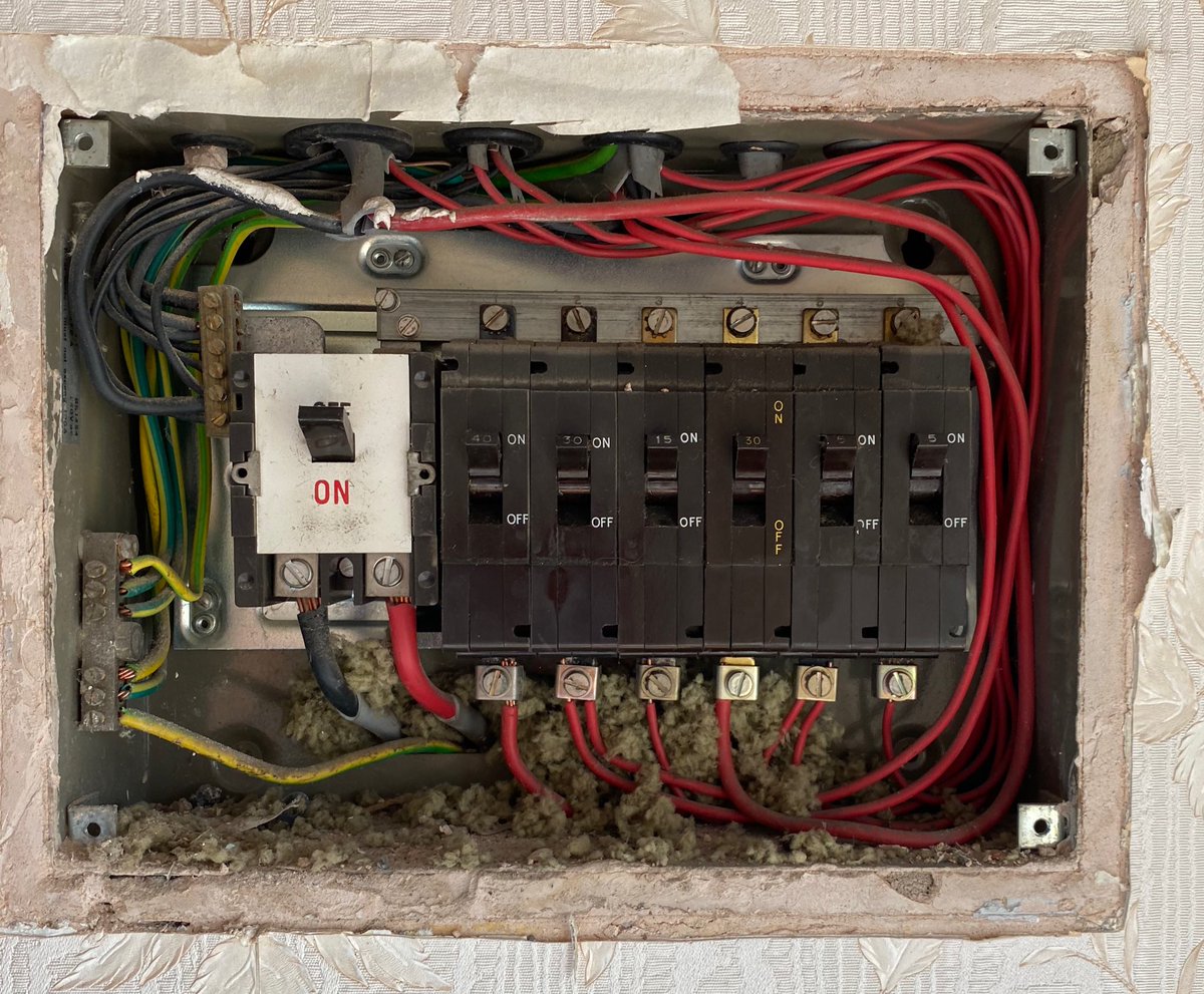 EICR carried out maybe this board needs updating? Mains supply cables main earth and gas &amp; water earthing has to be updated.

#merlx