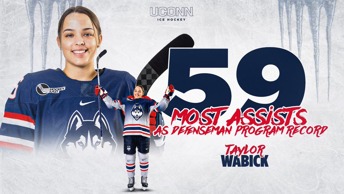 UConnWHOC's tweet image. 🚨NEW RECORD ALERT🚨

With her assist in yesterday’s game, Taylor Wabick set a new program record for career assists as a defenseman with 59‼️ Huge congrats to Taylor on this incredible achievement! @taylorwabick