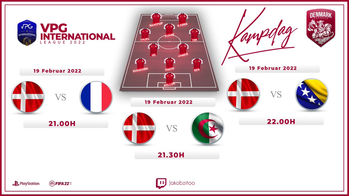Holdopstillingen til kampene!