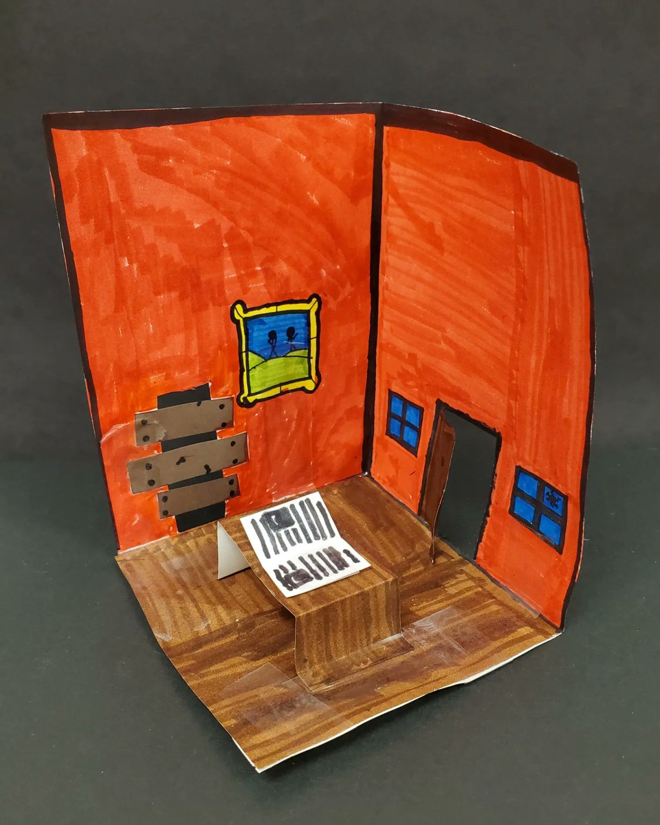 ms_mARTinkus's tweet photo. This lesson was developed last year while virtual. It was fun to teach this in person &amp; give individual advice to students or let them work things out on their own. Based on Matisse's "The Red Studio" students created their own studio spaces @ISD109 @LyleDragons #d109pride https://t.co/hpa0xNgXGz