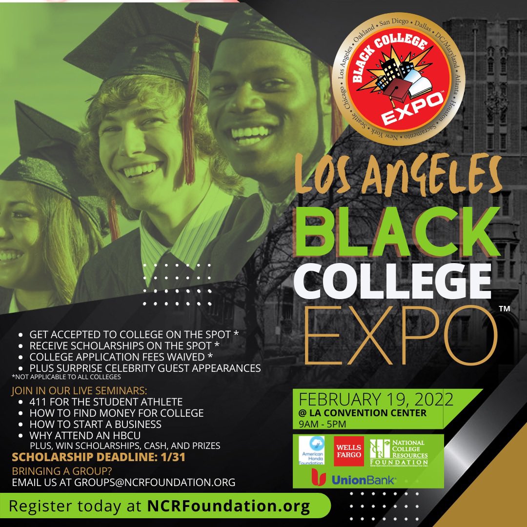 JoinLAFD's tweet photo. Stop by the @joinlafd recruitment booth at the @blackcollegeexpo at the @ConventionLA - South building/Kentia Hall located at 1201 S. Figueroa Street, Los Angeles, from 10 am to 3 pm.
βͺοΈ
#blackhistorymonth
#losangelesfiredepartment
#diversitylafd
#joinlafd https://t.co/6dBjIycV0e