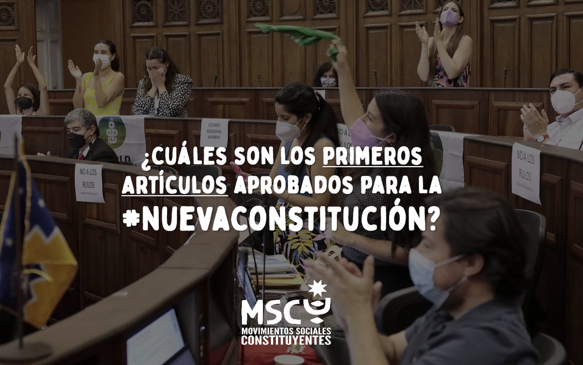 Mislecinha's tweet photo. Ya están los PRIMEROS ARTÍCULOS para la #NuevaConstitución de Chile y sus Pueblos. 
Acá comparto trabajo de compañer@s de @MSC_MovSociales con cada uno de los artículos aprobados de Comisión de Justicia y Comisión de Forma de Estado🧵 

Contra la #Desinformación de la derecha y🟨 https://t.co/rFBx8UbLCz