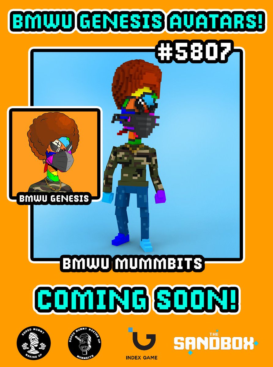 BoredMummyWU's tweet photo. BMWU Mummbits are coming to a metaverse near you.
 
Mummbits are a collection of 3D, playable, avatar #NFTs for #TheSandbox game. Explore the metaverse as your BMWU. Play to earn while showing off your unique mummy traits.

#MetaverseNFT Project. #BUIDL #web3 #NFTCommunity https://t.co/FH8tLeDTFW
