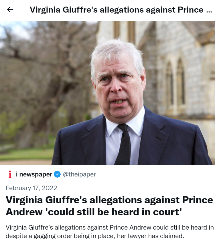 celticpirate1's tweet photo. It will never be over ... @RoyalFamily @CamillaTominey 
The ghost of #PrinceAndrew will hover over them wherever they go ... #abolishthemonarchy - #sequestrate property for public use tax wealth to the hilt! Let them taste real life not elitist privilege 
@SkyNewsBreak @BBCNews https://t.co/oxjd4OZk1S