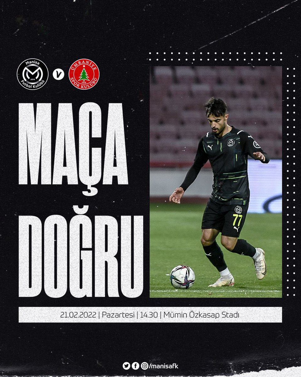 ManisaFK's tweet photo. ⚫⚪ Manisa Futbol Kulübümüz, Spor Toto 1. Lig'in 26. haftasında Bereket Sigorta Ümraniyespor’u konuk ediyor. https://t.co/eC6gCzgkwd