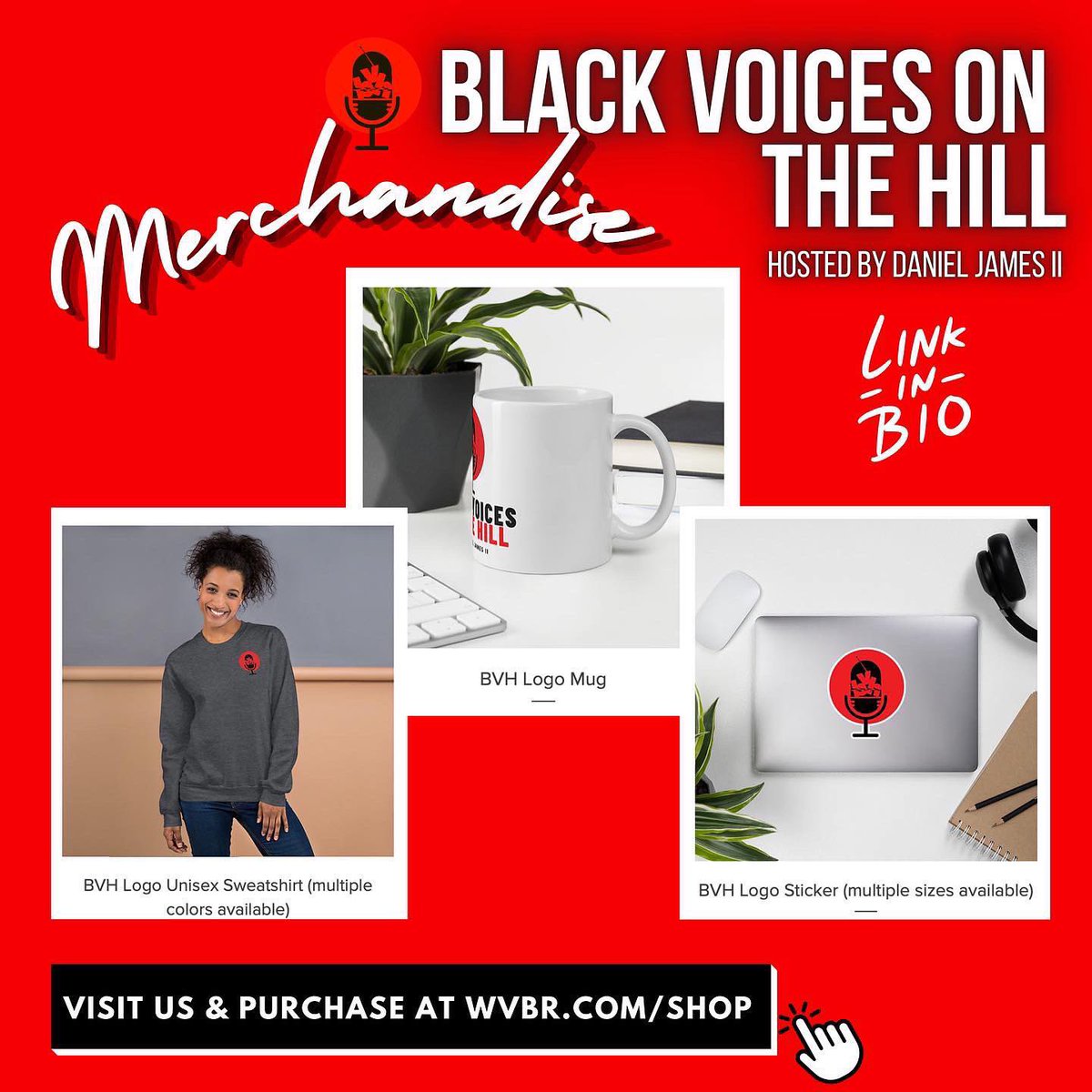 BIG ANNOUNCEMENT 📣 🚨 : We now have BVH merchandise available for purchase at WVBR.com/shop OR you can simply click the link in our bio. 🖤 

Go ahead and buy that sweatshirt, that mug, or a sticker
•
•
•
#BlackVoicesontheHill 
#BlackLivesMatter 
#BVHMerchandise