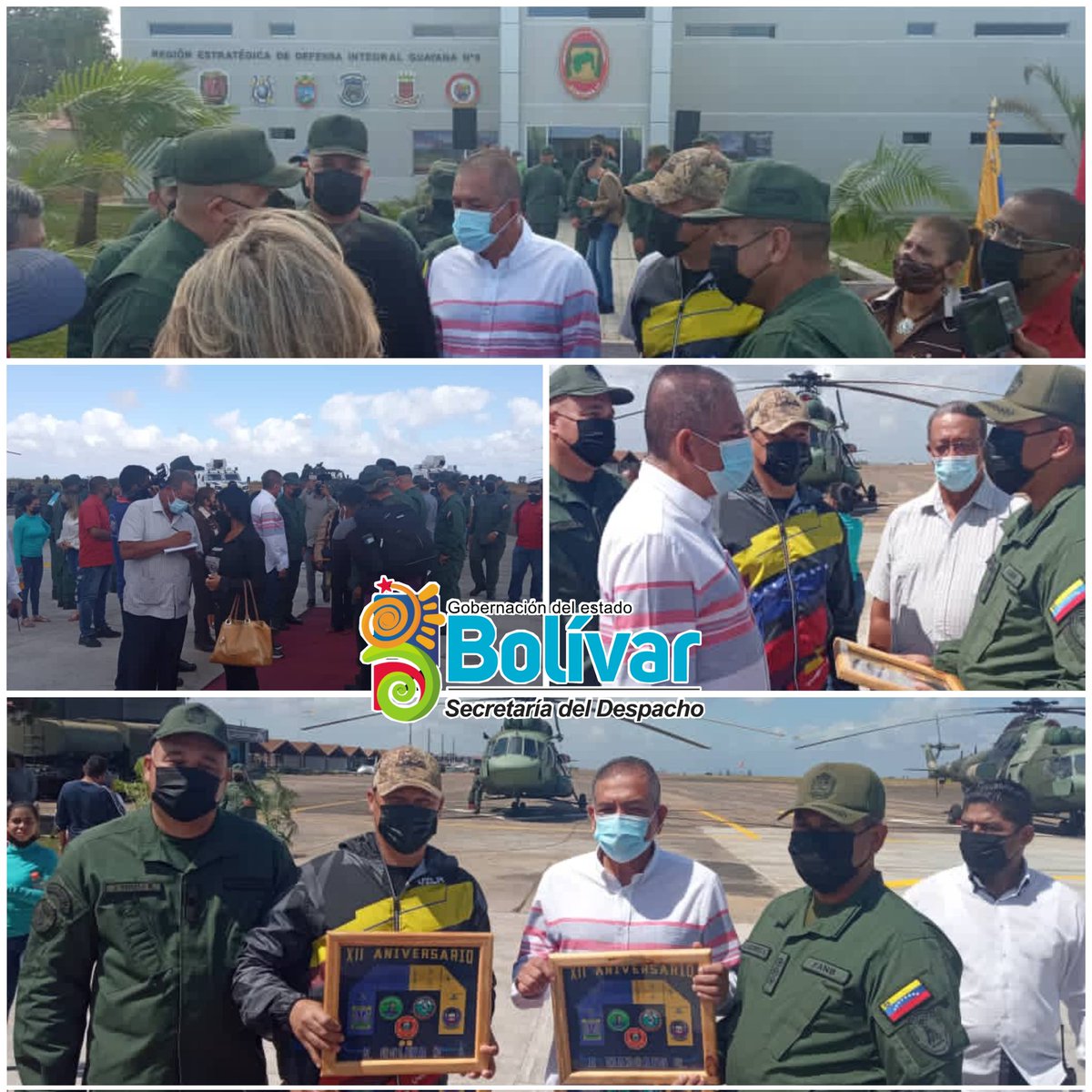 secdespachogob1's tweet photo. #19Feb Desde el  Aeropuerto Manuel Carlos Piar, el Gob @amarcanopsuv en Compañía del Alto Mando de la FANB, recibe a los 51 Oficiales en curso de Seguridad y Defensa Nacional del @iaesen_umbv. Seguimos fortaleciendo nuestra Fuerza Armada Nacional Bolivariana @NicolasMaduro https://t.co/T1qo7O6NaC