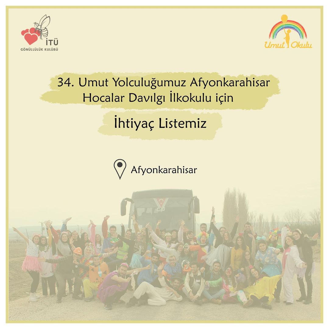 UmutOkulu's tweet photo. Merhaba Sevgili Gönüllüler

Uzun bir aradan sonra minik kalplere umut olmak onların  yüreğine dokunabilmek için yeniden yola çıkacağız
12-13 Mart'ta Afyonkarahisar Hocalar Davılgı İlkokulu'na 34.sünü düzenleyeceğimiz Umut Yolculuğu'muz için ihtiyaç listesini sizlerle paylaşıyoruz https://t.co/R2NYogTs7y