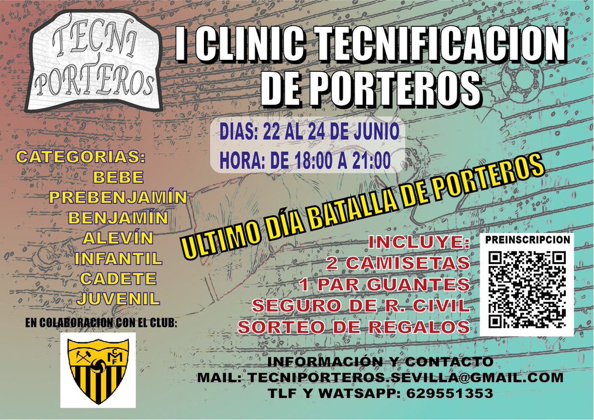Tecni_Porteros's tweet photo. I CLINIC DE TECNIFICACION DE PORTEROS DE TECNIPORTEROS.

Preinscribete ya https://t.co/McSVCKDBHK