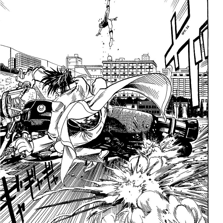 I learned SOOOO much from this Eyeshield 21 page as a kid. You can use action lines as a perspective grid AND you can cast shadows onto them (which is what the dust is doing) So much depth without using a proper background. Insanity 