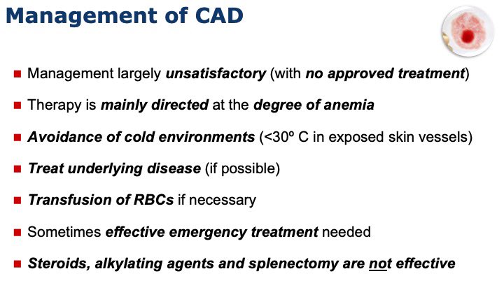 Management of #ColdAgglutininDisease (#CAD) remained largely unsatisfactory. Steroids, alkylating agents and splenectomy are not effective. #anemia #hemolyticanemia #rarediseases #sutimlimab