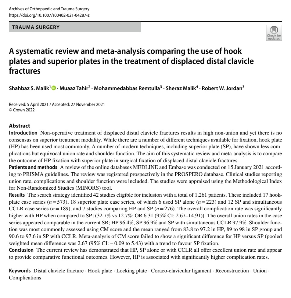 SpOrthopod's tweet image. Not my goto implant but never say never. HP have their place and patients should be warned of high risk of complications.

Can read the full article at:
rdcu.be/cEpVg