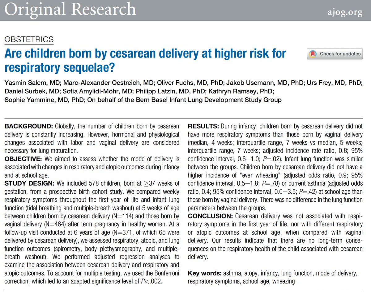 Are children born by cesarean delivery at higher risk for respiratory sequelae? ow.ly/7jaO50HYBq0