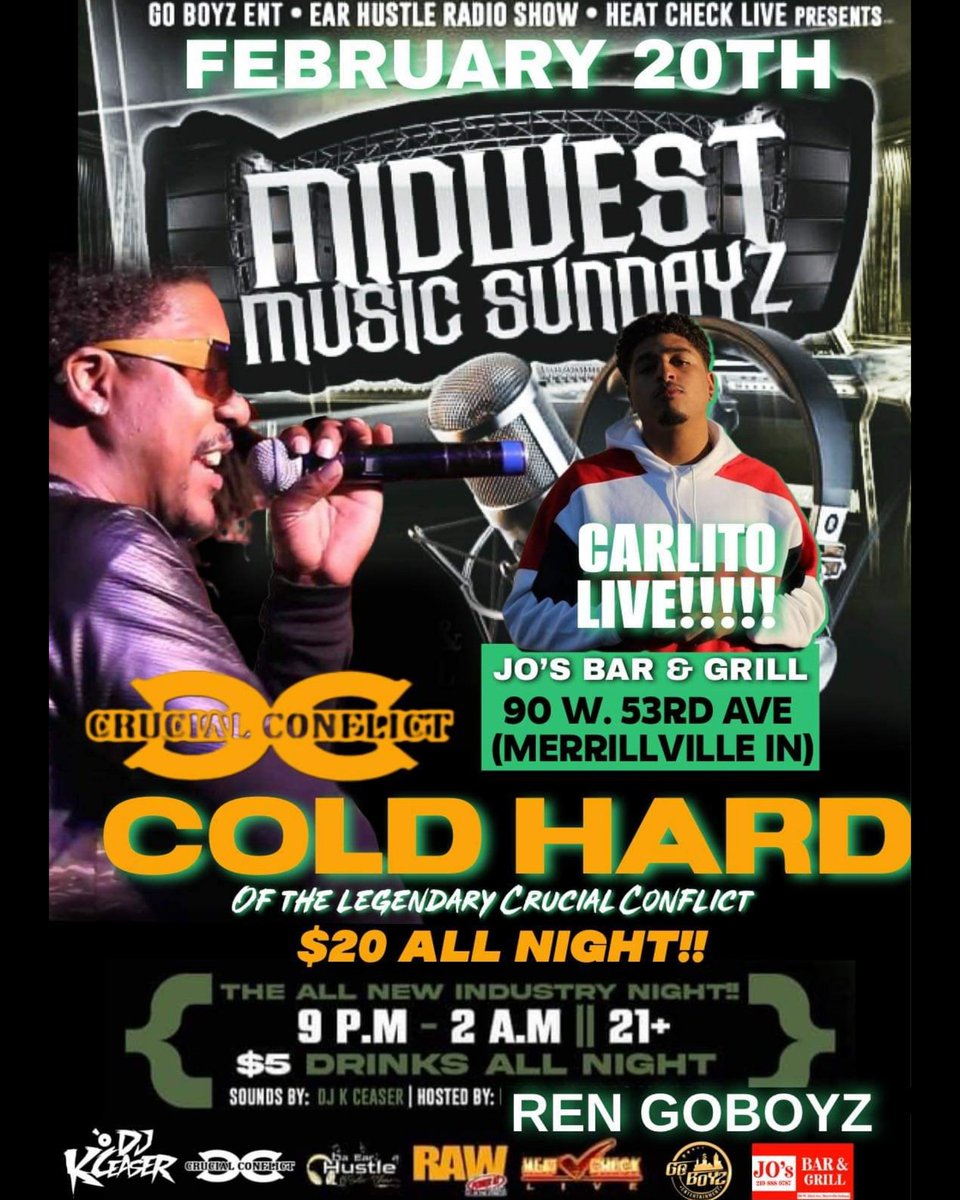carlitoswaychi's tweet photo. It's an honor to open up for @CruConColdHard from Crucial Conflict Sunday ๐ช๐ฝ
Come Out n See Me Perform
#tkYL ๐ #indianaevents #CarlitoRap #God1st ๐ #JustRise ๐ #ChicagoRap #Crucialconflict #Twista https://t.co/td0zHsZFRD
