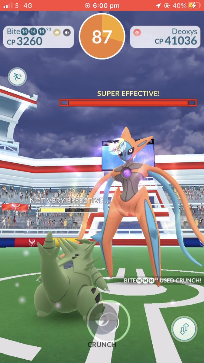 CeeCeeismadYT's tweet photo. #deoxysraid #Soloed!!!
Time done: 3:32
Pokémon: Dark/Ghost-types level between 30 and 50
Charged move: Psycho Boost
No shiny unfortunately but imagine if I got a shiny on my very first 5* raid solo?! That would’ve been insane!!
#PokémonGO https://t.co/48VDp2kIZI