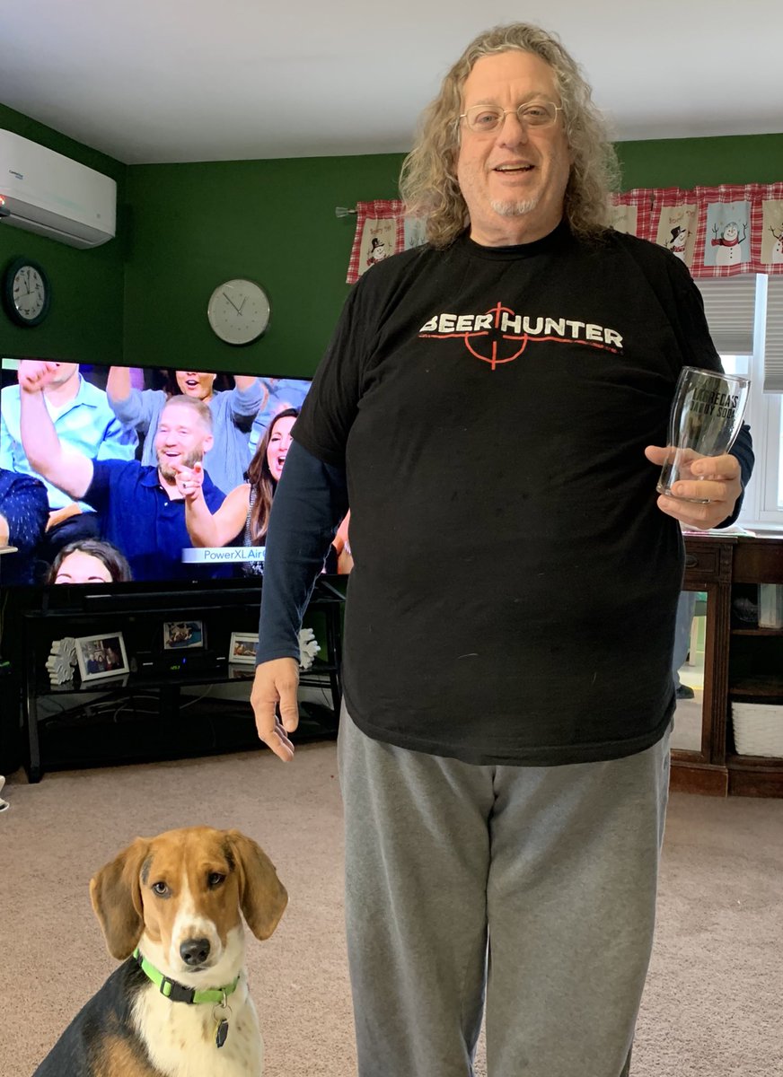 MongrovianMike's tweet photo. Day 20 #WMTShirtChallenge On @BustedOpenRadio got my Cowboy @JamesStormBrand Beer Hunter Shirt🍻@davidlagreca1 Daddy Soda glass to fill with my bounty and my little Gabby-Goo to help with the Hunt! #SAYDL! @NationsCorner @Podswag https://t.co/HbGXv957xg
