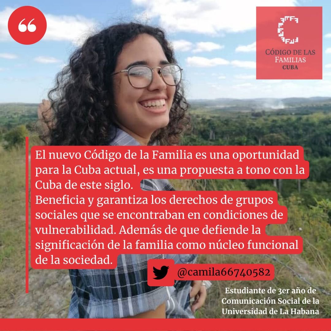 El próximo miércoles a las 9PM (hora en #Cuba 🇨🇺) mantendremos un encuentro por audiochat en twitter con jóvenes cubanos para hablar del #CodigoDeLasFamilias. 

Entre ellas estará <a href="/camila66740582/">Camila Izquierdo</a>, estudiante de la <a href="/UdeLaHabana/">Universidad de La Habana</a>.

#CubaViveEnLasFamilias 

👉🏾 x.com/i/spaces/1ZkKz…