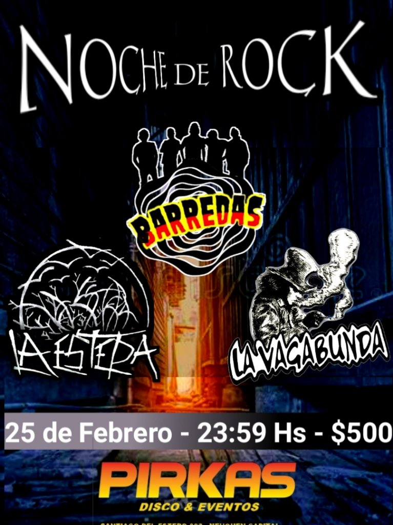 Este 25 de Febrero nos presentamos en Pirkas junto a La Vagabunda y Barredas
Entradas $500
