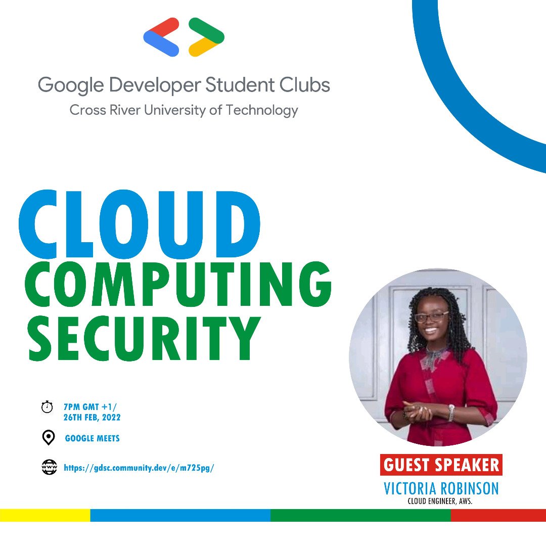 Are you a student of  @crutechOfficial?
Join us on the 26th. Let's talk about Cloud security.
#cybersecurity 
#GDS2022 
#infosec 
#CyberSecurityAwareness 
#BlackTwitter