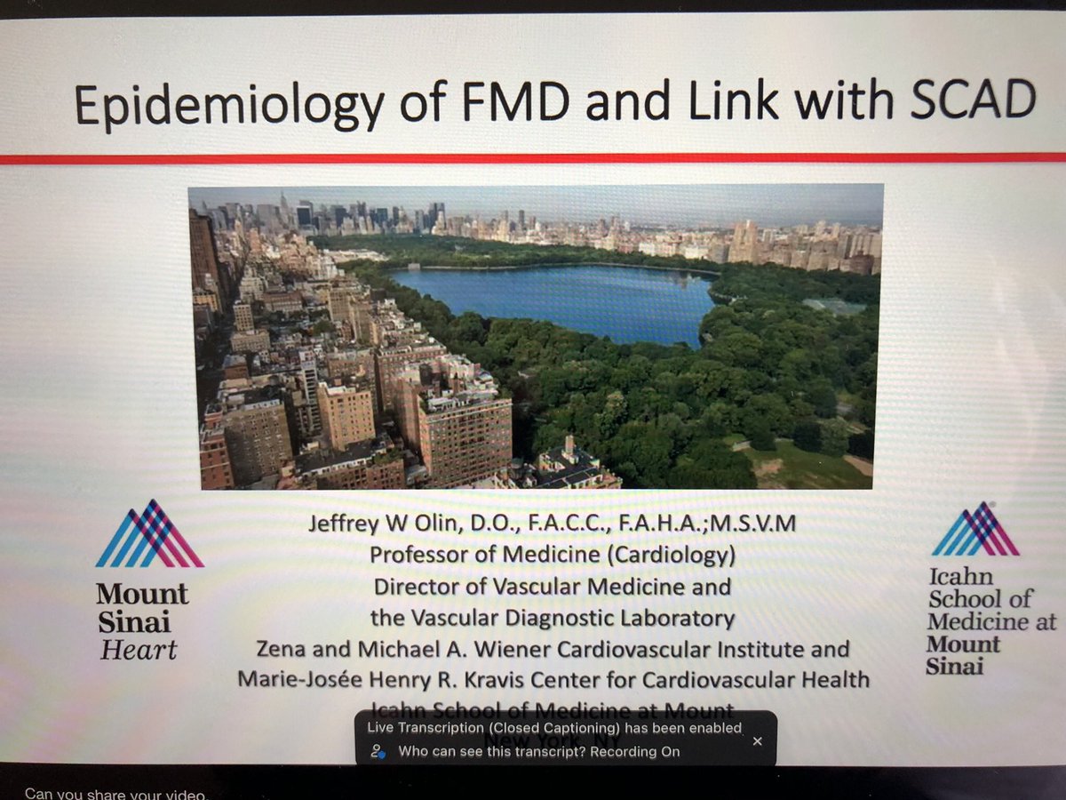 FMDartery's tweet photo. Great presentation by @DrJeffreyWOlin1 @MountSinaiNYC on the Epidemiology of #FMD &amp; Link with #SCAD today #VanSCAD2022 @docsaw #FMDSA https://t.co/pOingPxrrQ