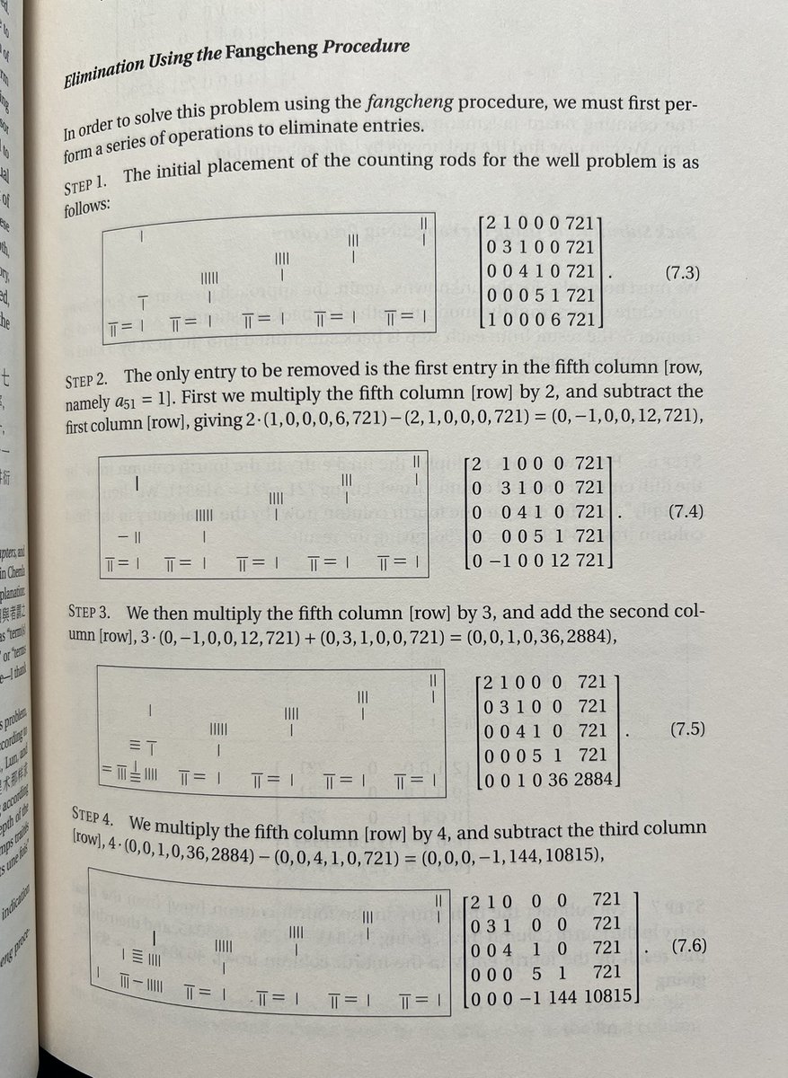 LongFormMath's tweet photo. I love teaching Math History because I learn so much more each time.

This round I did a deep-dive on the history of linear algebra. The ancient Chinese first studied systems of linear equations, and came up with Gaussian elimination 2,000 years before Gauss!

Cool stuff. https://t.co/qOm0p0AHYe