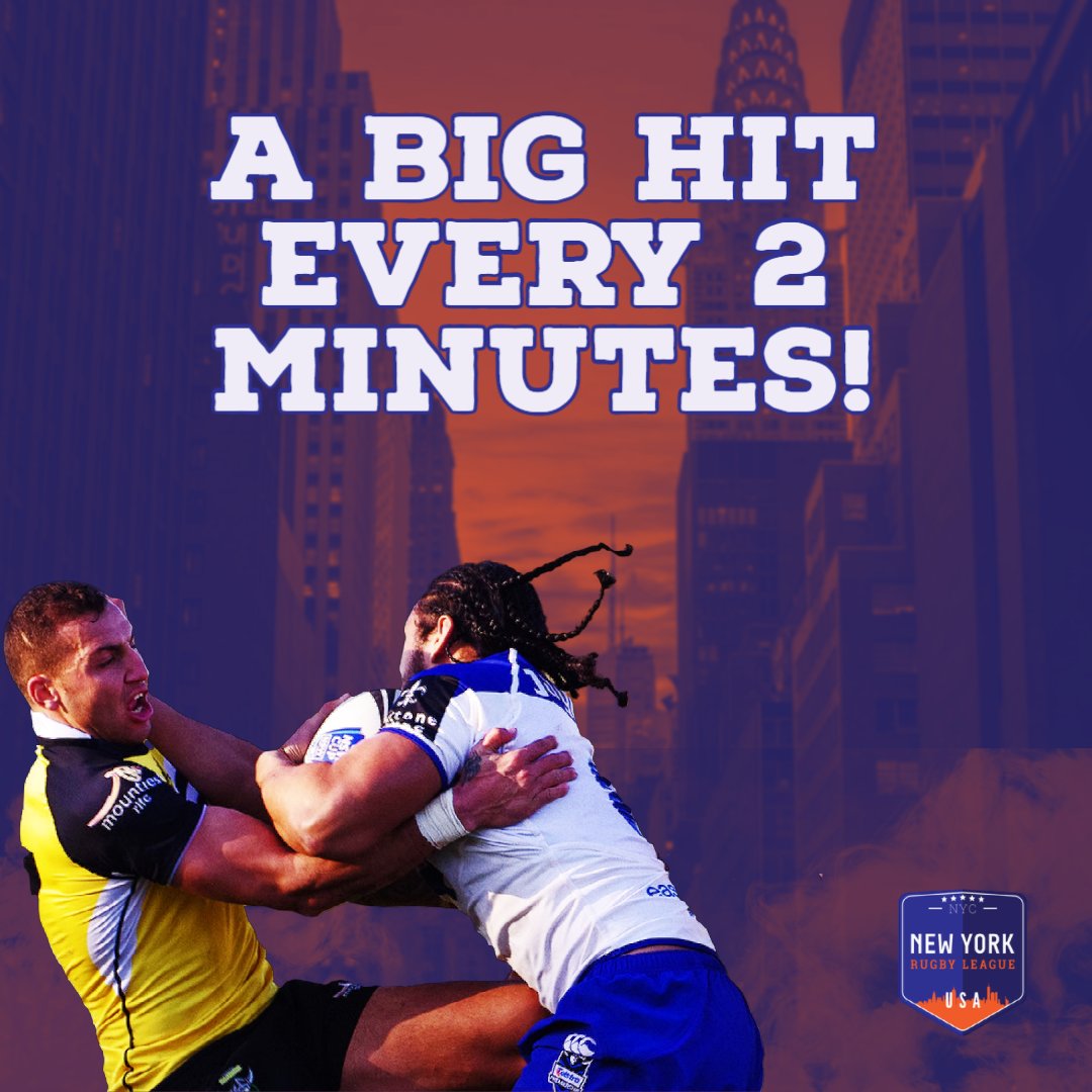 The No Fun League is cutting down on big hits, while #NYRL is turning them up! In professional rugby league, there's a big hit every 2 minutes. Imagine every time you brush your teeth, someone gets smashed. So if you like BIG hits, #rugbyleague is #whatsnext! #ForTheEmpire #NARL