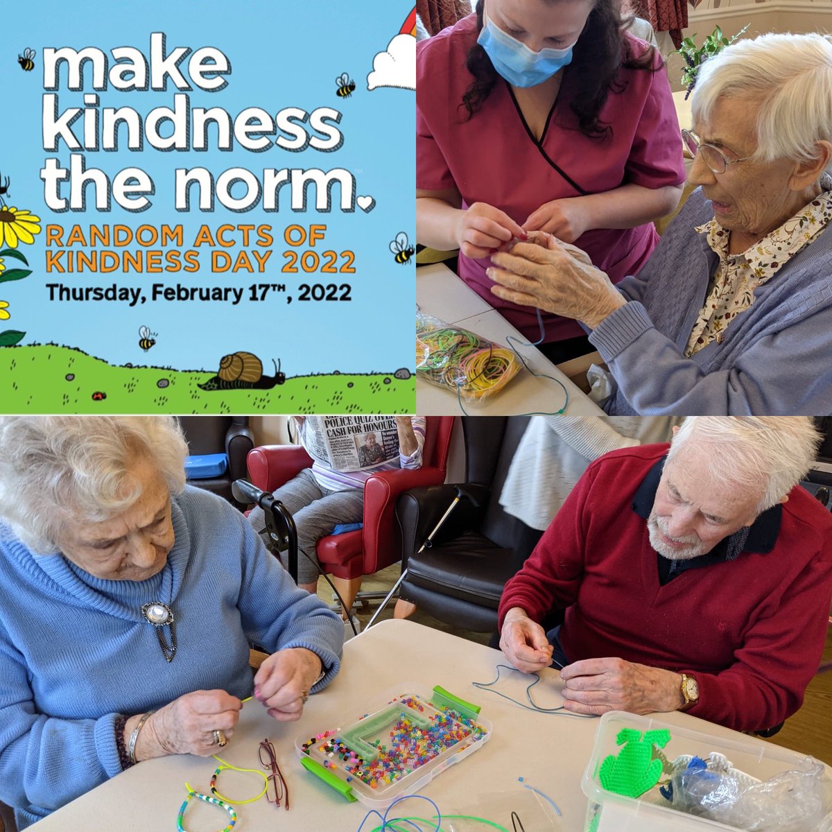 KeateCare's tweet photo. Today we made friendship bracelets β€οΈ
A bracelet a symbol, a circle of love, laughter, memories and days to come! Made with kindness
We spoke of friendships and how special they are!
#randomactsofkindnessday2022 #carehomes #RandomActsofKindnessDay #lymm https://t.co/aSeBcyUNda
