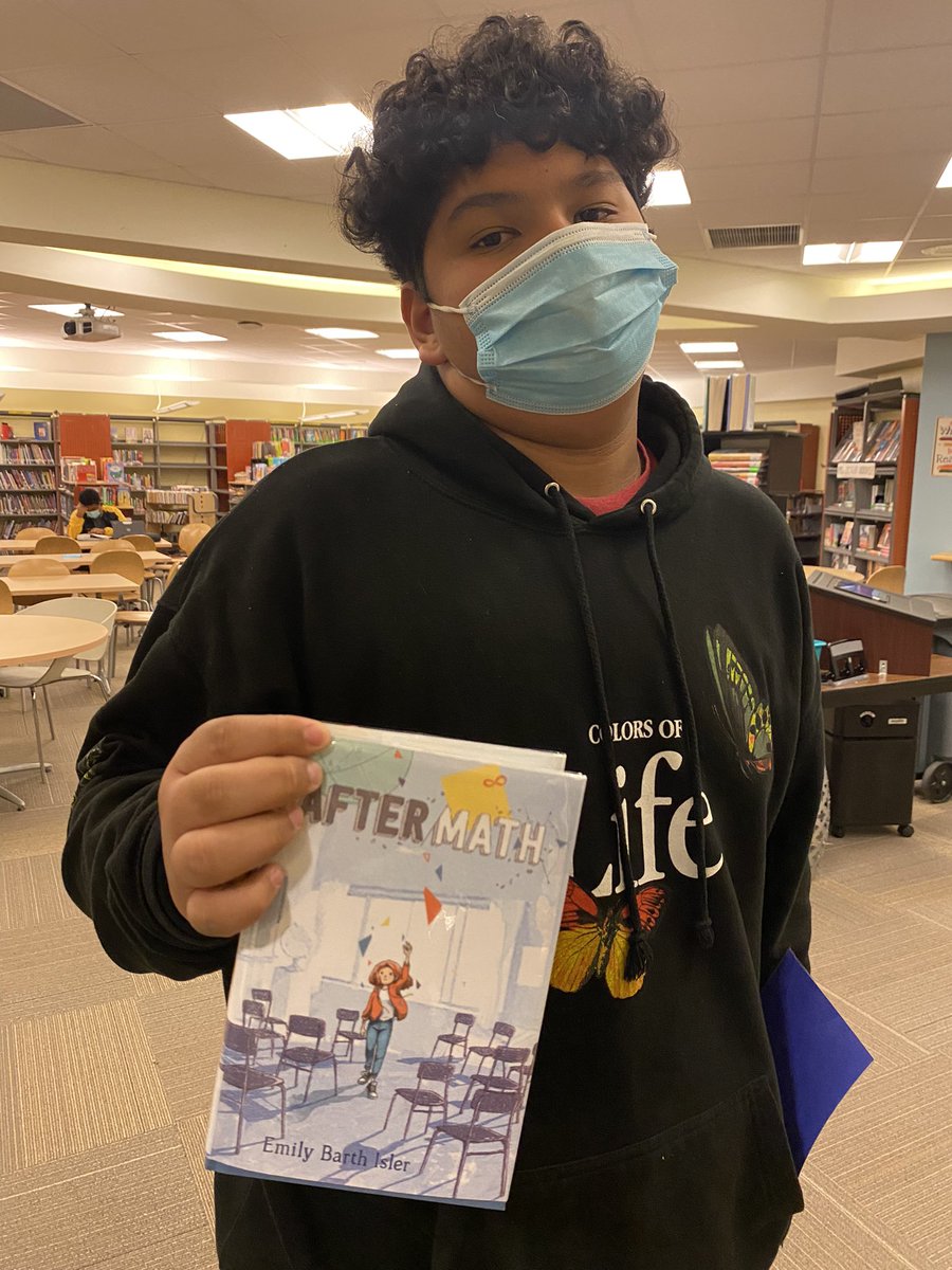 It’s a great day when a book you’ve been waiting for is ready! 🎉🤩 #Aftermath by @EmilyBarthIsler is one of the most requested titles in our library & this young man loved hearing about your process on #WRAD22, Emily! Thank you!!! #BooksMatter #AuthorsMatter #ConnectiosMatter