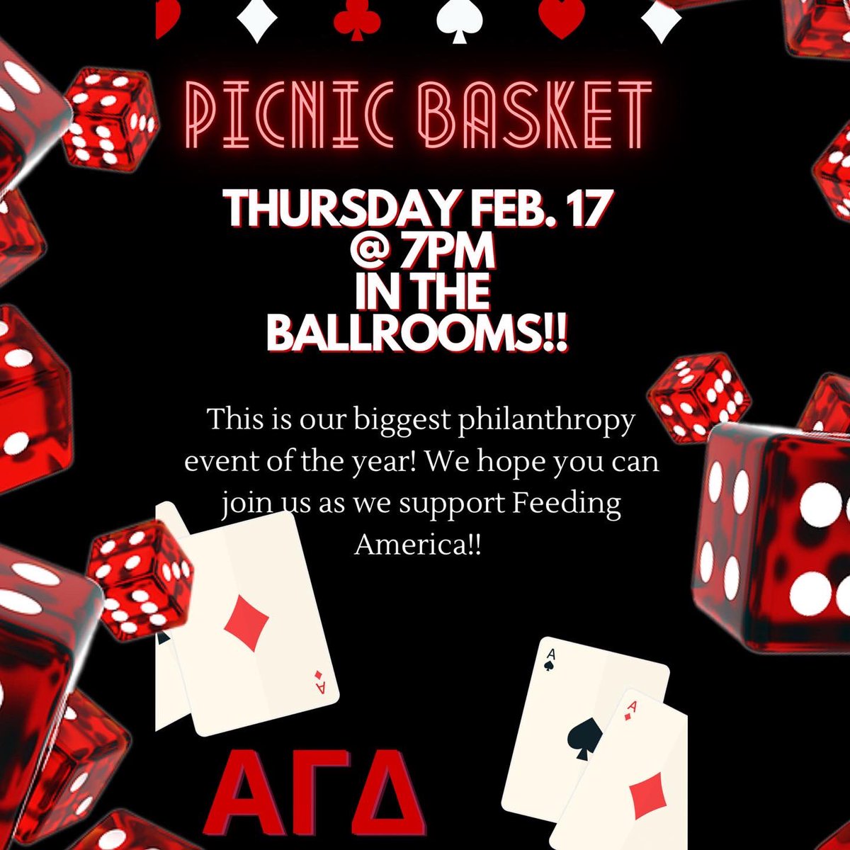 TODAY IS THE DAY!! Picnic Basket is TONIGHT!!!🧺🎲🖤Come out and join us in the TSC Ballrooms! @TSU_Panhellenic @tarletonstudent @TarletonState @alphagammadelta #picnicbasket