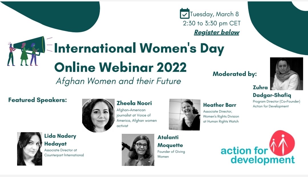 The 8th of March is fast approaching! Register for our webinar by clicking on this link: docs.google.com/forms/d/e/1FAI… The webinar will focus on how women in Afghanistan can be empowered in a time of uncertainty and extreme difficulty. The webinar is free, all are welcome!