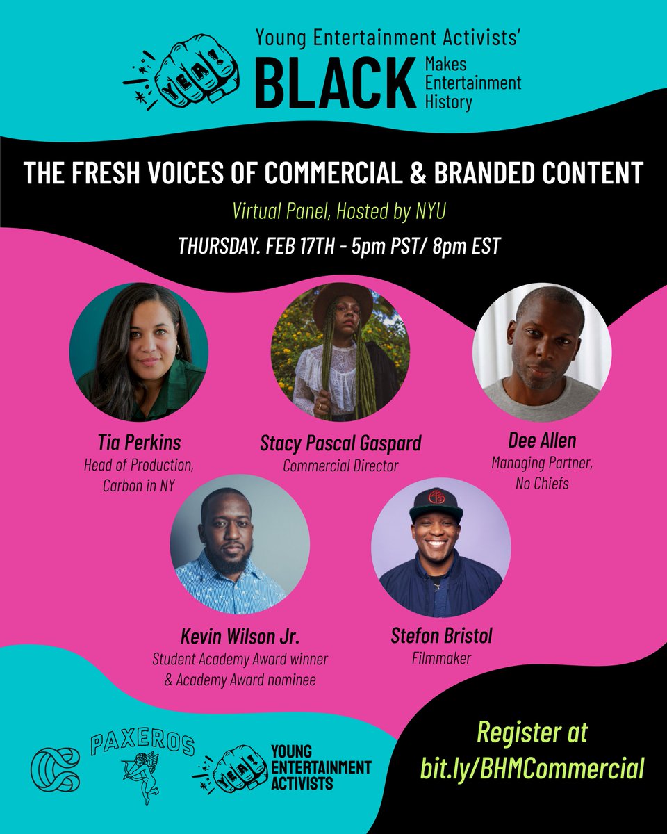 Carbon (@hey_carbon) on Twitter photo Join <a href="/YEAimpact/">YEA! Impact</a>'s #VirtualEvent tonight! & meet the wave makers in the commercial and branded content space. Sign up at - bit.ly/BHMcommercial
<a href="/nyuniversity/">New York University</a> #LosAngeles <a href="/paxeros/">Paxeros</a> @NoChiefsCo
#YoungEntertainmentActivists #BlackHistoryMonth #BlackExcellence #VirtualPanel Join <a href="/YEAimpact/">YEA! Impact</a>'s #VirtualEvent tonight! & meet the wave makers in the commercial and branded content space. Sign up at - bit.ly/BHMcommercial
<a href="/nyuniversity/">New York University</a> #LosAngeles <a href="/paxeros/">Paxeros</a> @NoChiefsCo
#YoungEntertainmentActivists #BlackHistoryMonth #BlackExcellence #VirtualPanel