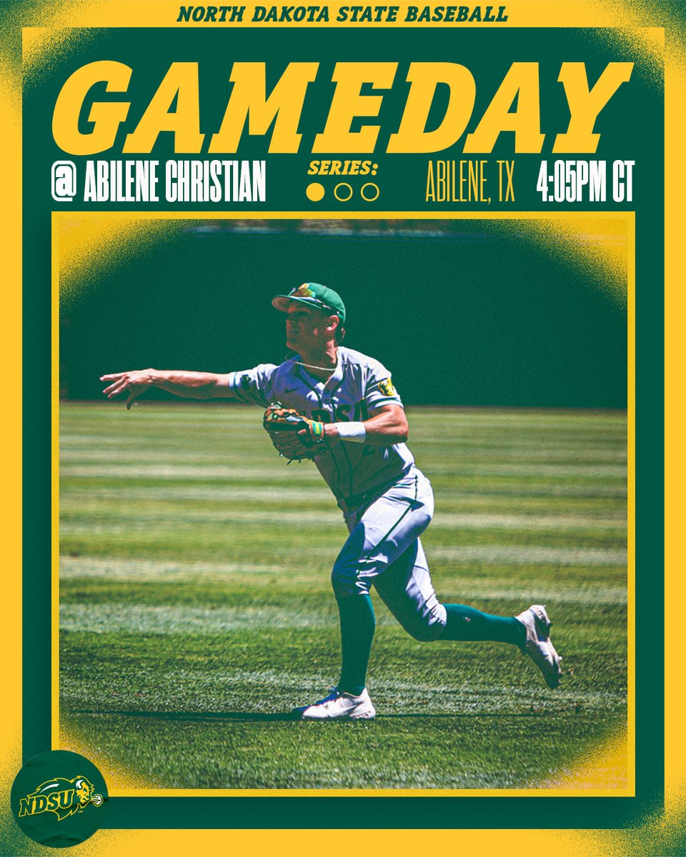 NDSUbaseball's tweet photo. Finally 𝐁𝐀𝐂𝐊 𝐈𝐍 𝐁𝐔𝐒𝐈𝐍𝐄𝐒𝐒!🗣️🤘

🆚: Abilene Christian
⏰: 4:05 PM
📍: Abilene, TX.
🏟️: Crutcher Scott Field
💻: https://t.co/uIfwSV17KX
📝: https://t.co/0cC1wcnsTk
📈: https://t.co/gQ9s7iA9BT https://t.co/4zbeE1fdbw