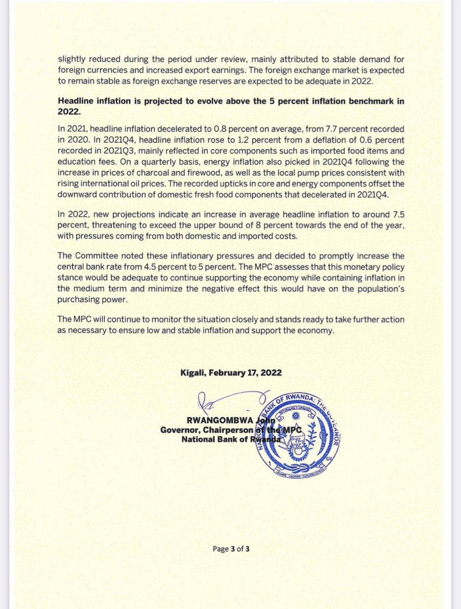 This detailed press release provides the background for the 0.5% increase in the Central Bank Rate (CBR) to 5%