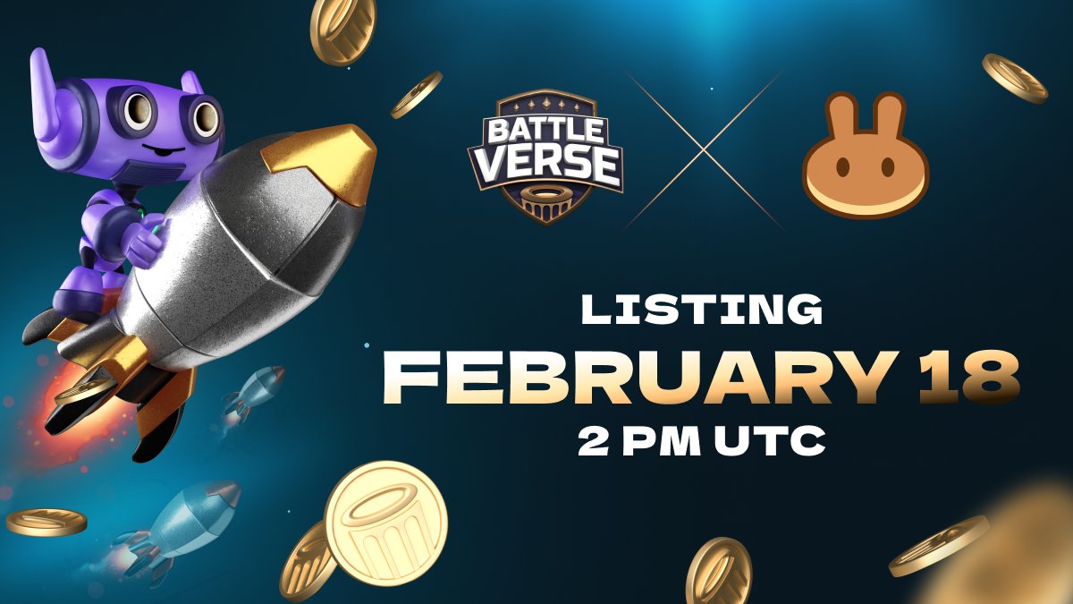 🚀<a href="/BattleVerse_io/">BattleVerse</a>
DEX listing will take place at
👉pancakeswap.finance
⏰February 18 at 2 PM UTC
▫️The contract address will be published exactly at 2 PM UTC!
🆘Be careful and beware of scammers.
#NFT #P2E #BattleVerse